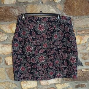 Talbots Blue and Red Floral Pencil Skirt